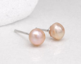 Sterling Silver Pink Freshwater Pearl Stud Earrings – 5mm