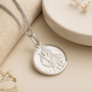 Personalisierte St Christopher Medaille • Sterlingsilber Anhänger • Reiseschutz Halskette • Religiöses Geschenk • Schutzpatron der Reisenden Charme