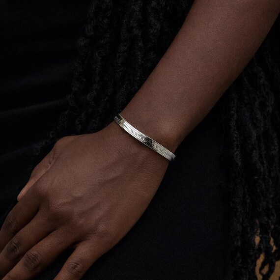 Bracciale in argento sterling, bracciale in argento sterling con 18 Bracciale in argento sterling, bracciale in argento sterling con 18
