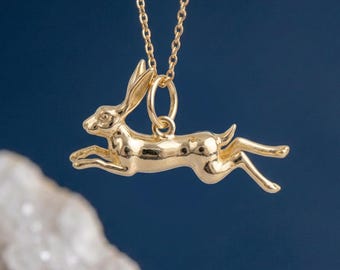 Personalised Hare Necklace in Gold Plated Sterling Silver