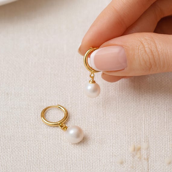 Orecchini A Bottone Con Perle D'acqua Dolce Floreali Ispirati Alla - Foto 6