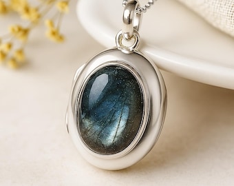 Personalised Sterling Silver Labradorite Locket