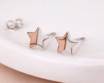 Sterling Silver Textured Star Stud Earrings – 8mm