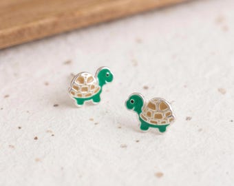 Turtle Stud Earrings in Sterling Silver