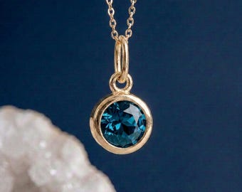 Tiny Personalised December Topaz Birthstone Pendant Necklace In Gold Plated Sterling Silver