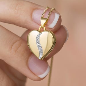 9ct Gold Heart Locket with Diamond: Personalized Photo Pendant