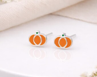 Sterling Silver Pumpkin Stud Earrings – 5mm