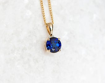 Personalised Solid 9ct Gold September Sapphire Birthstone Necklace