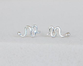 Sterling Silver Snake Stud Earrings