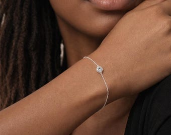 Personalised Sterling Silver April Birthstone Cubic Zirconia Bracelet