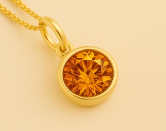 Personalised Gold Plated Sterling Silver November Citrine Birthstone Necklace