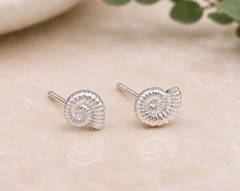 Sterling Silver Ammonite Fossil Stud Earrings