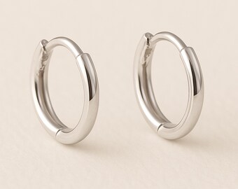 Mini Sterling Silver Huggie Hoop Sleeper Earrings - 10mm