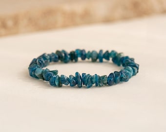 Personalised Apatite Gemstone Stretch Bracelet In Sterling Silver