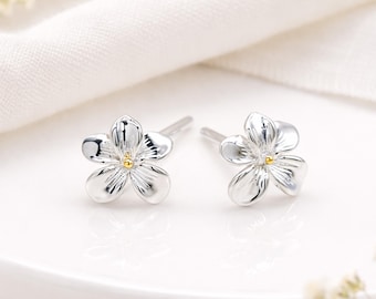 Sterling Silver Cherry Blossom Stud Earrings – 8mm