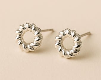 Sterling Silver Karma Circle Stud Earrings