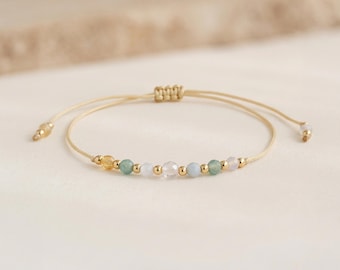 Personalised Gemini Zodiac Gemstone Bead Bracelet With Gold Plating