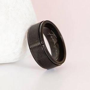 Personalised Black Stainless Steel Spinner Ring