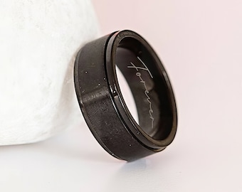 Personalised Black Stainless Steel Spinner Ring