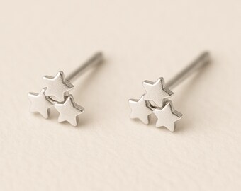 Sterling Silver Galaxy Star Stud Earrings