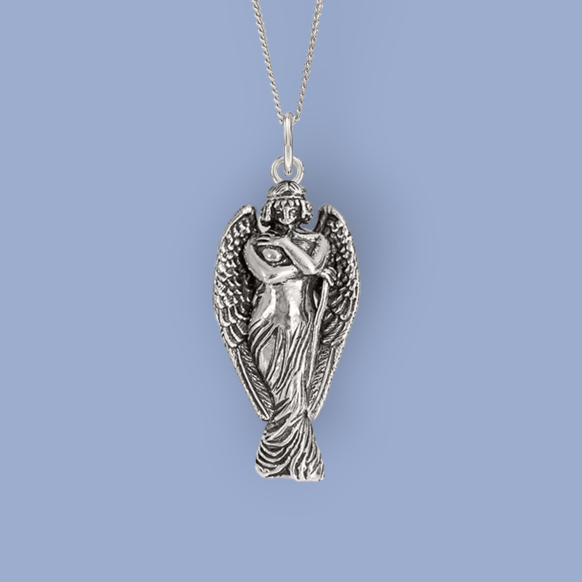Sterling silver angel necklace discount