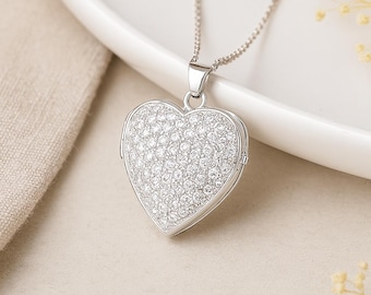 Personalised Sterling Silver Twinkling Heart Locket