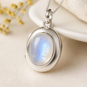 Personalised Sterling Silver Rainbow Moonstone Locket