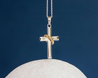 Sterling Silver Halo Cross Necklace