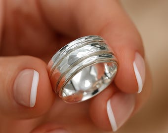 Personalised Classic Wide Sterling Silver Spinner Ring