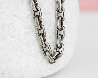 Oxidised Sterling Silver Marine Anchor Chain Necklace