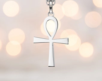 Personalised Large Sterling Silver Egyptian Ankh Necklace