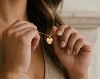 Personalised Heart Pendant Necklace In Solid 9ct Gold