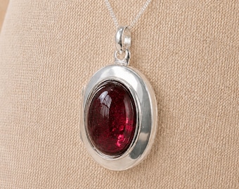 Personalised Sterling Silver Garnet Gemstone Locket Necklace With Photos