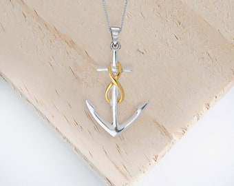 Infinity Anchor Necklace in Sterling Silver, Eternity Anchor, Silver Anchor Jewellery, I Will Not Sink, Unsinkable,