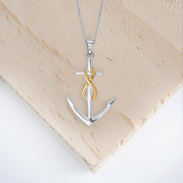 Infinity Anchor Necklace in Sterling Silver, Eternity Anchor, Silver Anchor Jewellery, I Will Not Sink, Unsinkable,