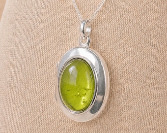 Personalised Sterling Silver Peridot Gemstone Locket With Photos