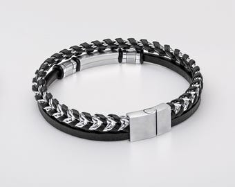 Personalised Mens Black Stainless Steel Curb ID Bracelet