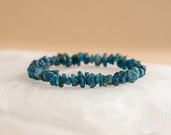 Personalised Apatite Gemstone Stretch Bracelet In Sterling Silver