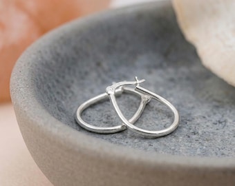Personalised Teardrop Hoop Earrings in Sterling Silver