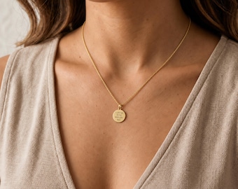 Collana con ciondolo a disco personalizzato in oro massiccio 9 carati