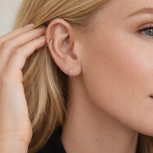 Sterling Silver Mini Sleeper Hoop Earrings – 10mm