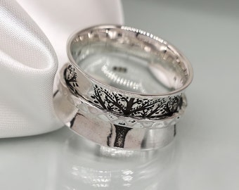 Personalised Sterling Silver Tree Of Life Spinning Ring