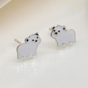 Brincos de urso polar de prata esterlina para meninas