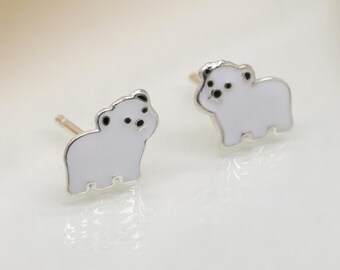 Girls Sterling Silver Polar Bear Stud Earrings