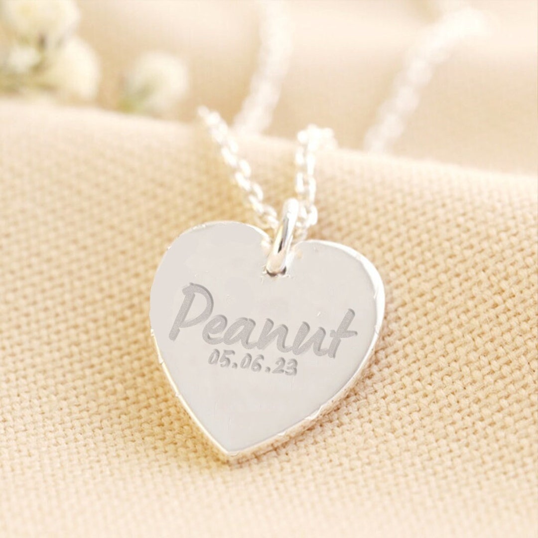 Engravable Large Flat Heart Pendant with Adelaide Chain in 14K Gold