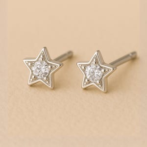 Girls Twinkling Sterling Silver Star Stud Earrings