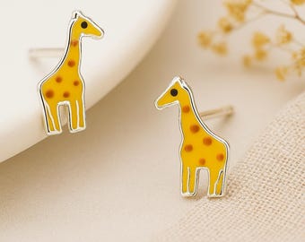 Girls Sterling Silver Giraffe Stud Earrings