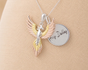 Personalised Gold Plated Sterling Silver Phoenix Pendant Necklace
