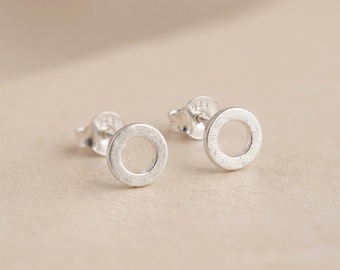 Personalised Textured Open Karma Circle Stud Earrings in Sterling Silver