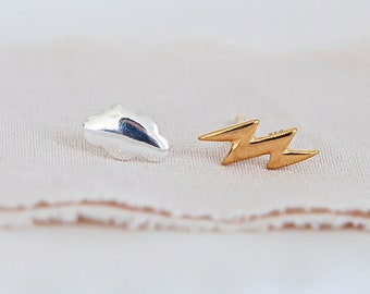 Tiny Sterling Silver Storm Cloud Stud Earrings